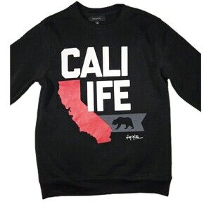 Mens California Life Sweatshirt Black Medium Polyester